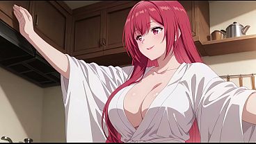 Anak Tiri Pulang Cepet, Lihat Istri Bapak Masak Pake Jubah Tipis. Kureha Enomoto Cosplay Mesum (buatan Ai)